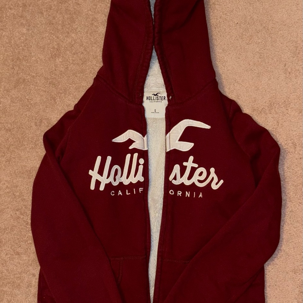 Hollister Maroon sherpa Hoodie
